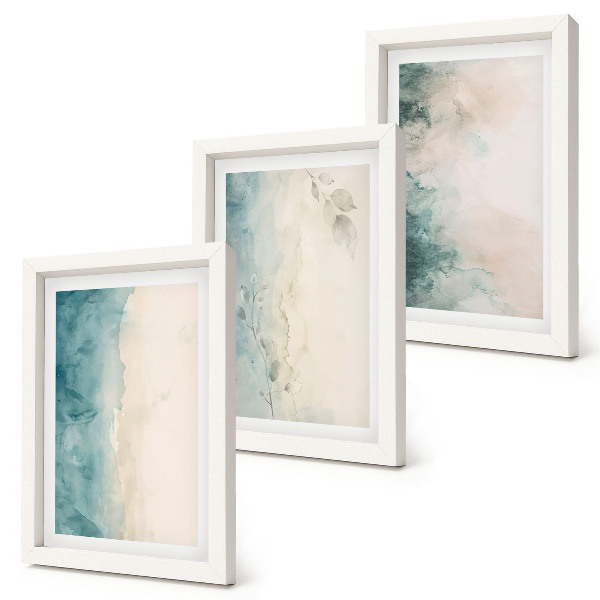 Billedvæg Akvarelmalerier på lærred, minimalistisk stil