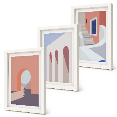 Moderne billedsæt Illustrationer af byarkitektur i minimalistisk stil