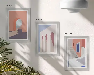 Moderne billedsæt med illustrationer af byarkitektur i minimalistisk stil