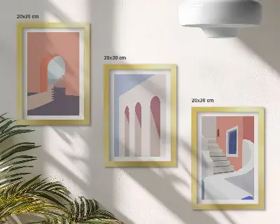 Moderne billedsæt med illustrationer af byarkitektur i minimalistisk stil