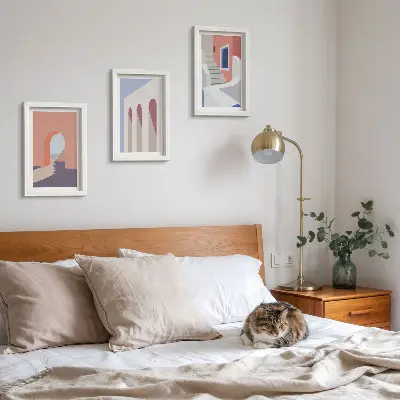 Moderne billedsæt med illustrationer af byarkitektur i minimalistisk stil