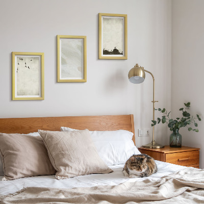 Pakke med billeder og rammer Fugle, sten og minimalistiske dekorationer med penselstrøg