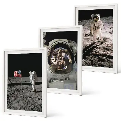Billedvæg med NASA-motiv astronaut der lander på månen