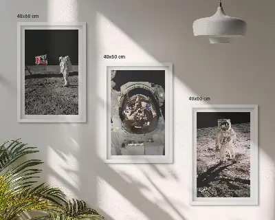 Billedvæg med NASA-motiv astronaut der lander på månen