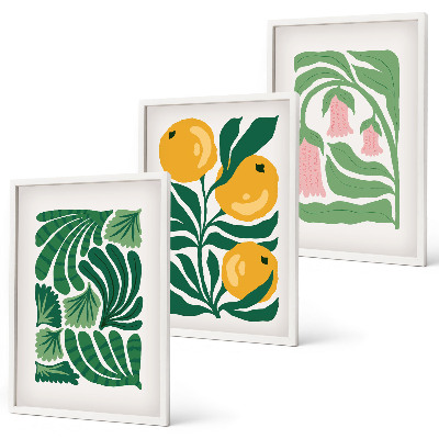 Triptykon billeder med ramme Minimalistiske plantemønstre