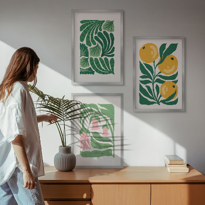 Triptykon billeder med ramme Minimalistiske plantemønstre