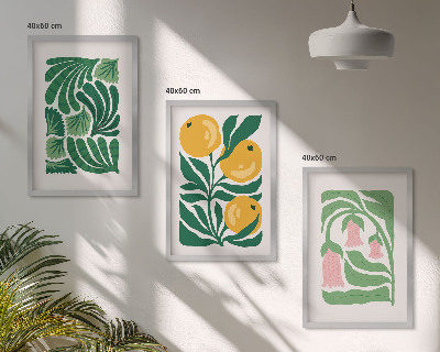 Triptykon billeder med ramme Minimalistiske plantemønstre