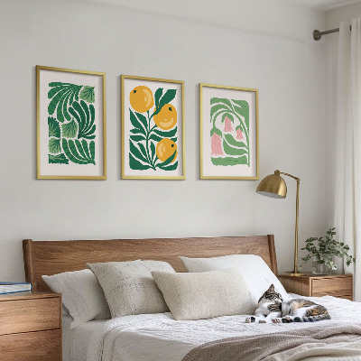 Triptykon billeder med ramme Minimalistiske plantemønstre