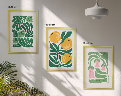 Triptykon billeder med ramme Minimalistiske plantemønstre