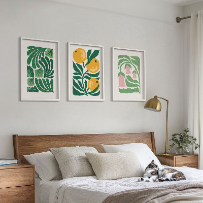 Triptykon billeder med ramme Minimalistiske plantemønstre