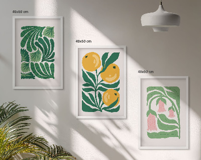 Triptykon billeder med ramme Minimalistiske plantemønstre