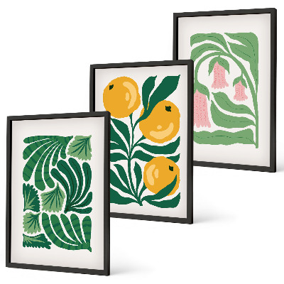 Triptykon billeder med ramme Minimalistiske plantemønstre