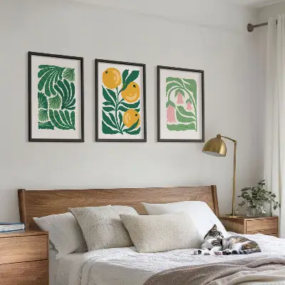 Triptykon med plantemønstre minimalistiske billeder med ramme