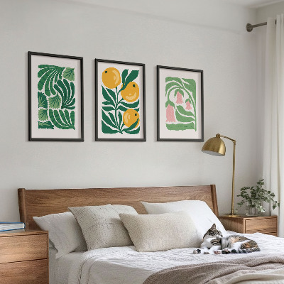 Triptykon billeder med ramme Minimalistiske plantemønstre
