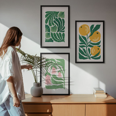 Triptykon billeder med ramme Minimalistiske plantemønstre