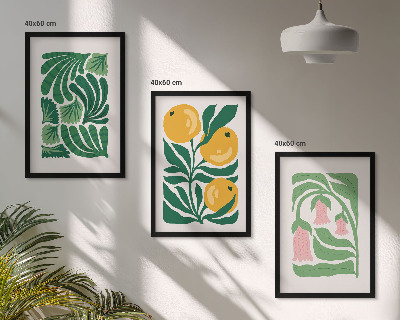 Triptykon billeder med ramme Minimalistiske plantemønstre