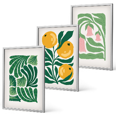 Triptykon billeder med ramme Minimalistiske plantemønstre