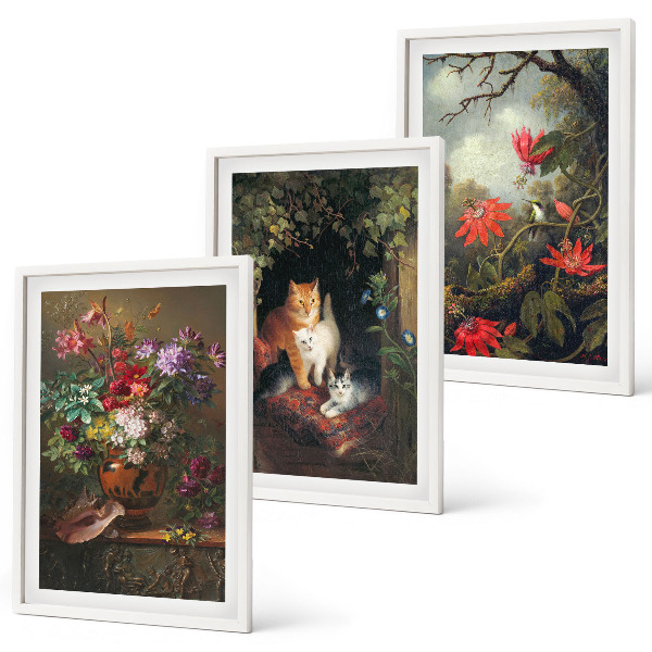 Billedvæg inspiration Vintage blomster katte natur