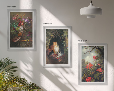 Billedvæg inspiration Vintage blomster katte natur