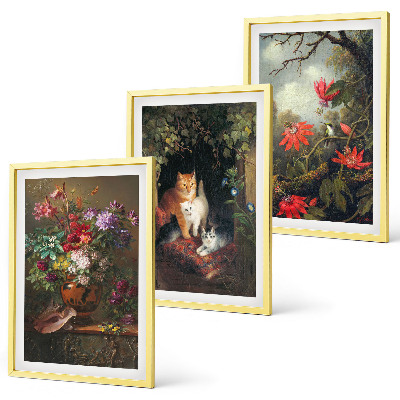 Billedvæg inspiration Vintage blomster katte natur