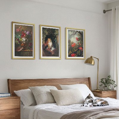 Billedvæg inspiration Vintage blomster katte natur