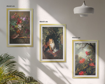 Billedvæg inspiration Vintage blomster katte natur