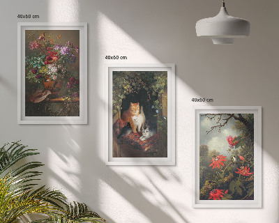 Billedvæg inspiration Vintage blomster katte natur