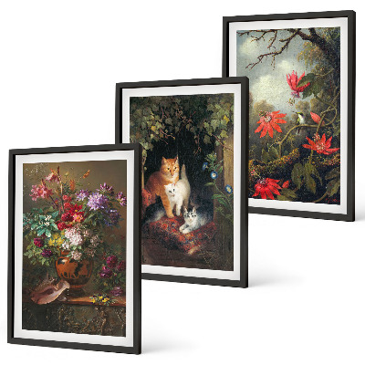 Billedvæg inspiration Vintage blomster katte natur