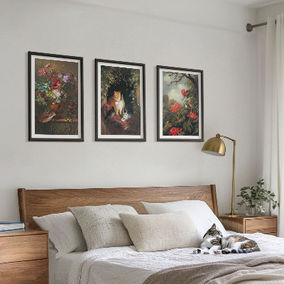 Billedvæg inspiration Vintage blomster katte natur