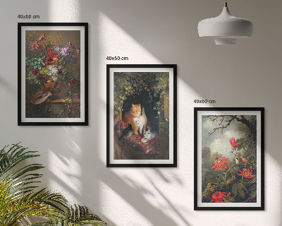 Billedvæg inspiration Vintage blomster katte natur