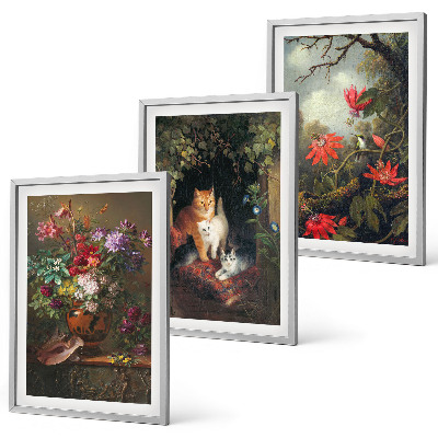Billedvæg inspiration Vintage blomster katte natur