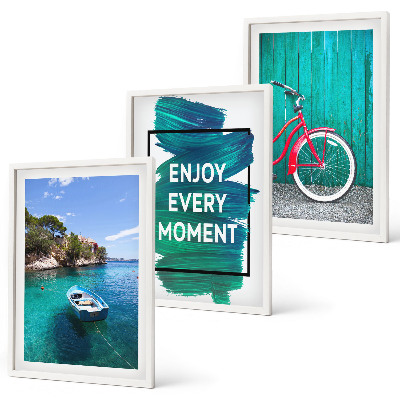 Triptykon billeder med ramme Inspiration til cykel på havbåd