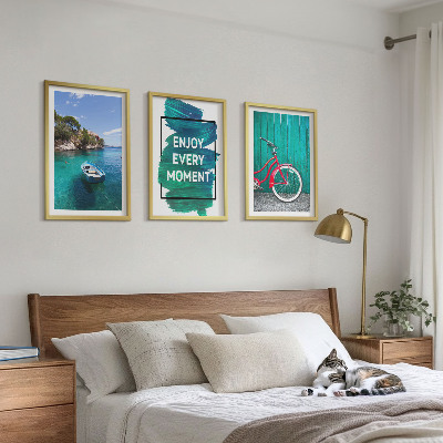 Triptykon billeder med ramme Inspiration til cykel på havbåd