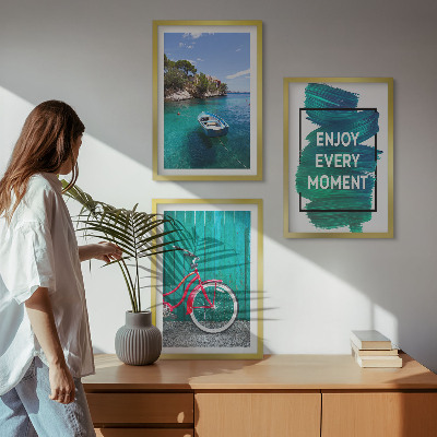 Triptykon billeder med ramme Inspiration til cykel på havbåd