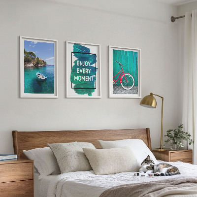 Triptykon billeder med ramme Inspiration til cykel på havbåd
