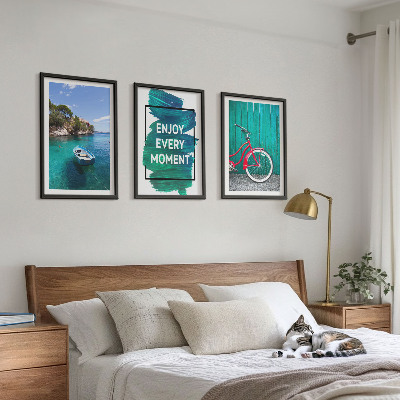 Triptykon billeder med ramme Inspiration til cykel på havbåd