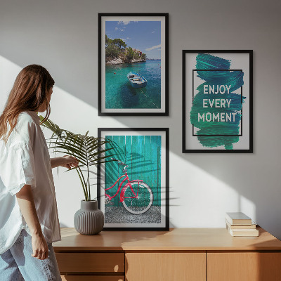 Triptykon billeder med ramme Inspiration til cykel på havbåd