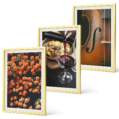 Triptykon billeder med ramme Vintage blomster vin violin