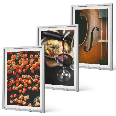 Triptykon billeder med ramme Vintage blomster vin violin