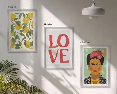 Billedsæt til soveværelset portræt af Frida med citroner