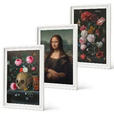 Blomster kranieportræt Mona Lisa billedvæg inspiration