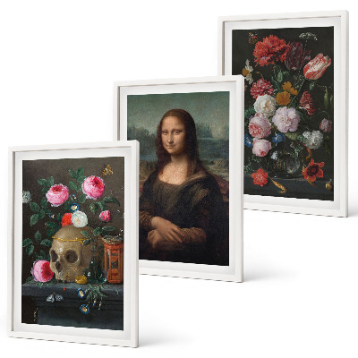 Billedvæg inspiration Blomster kranieportræt Mona Lisa