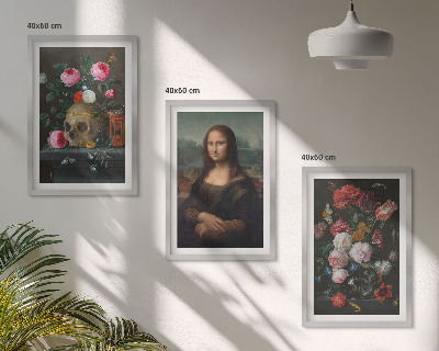 Billedvæg inspiration Blomster kranieportræt Mona Lisa