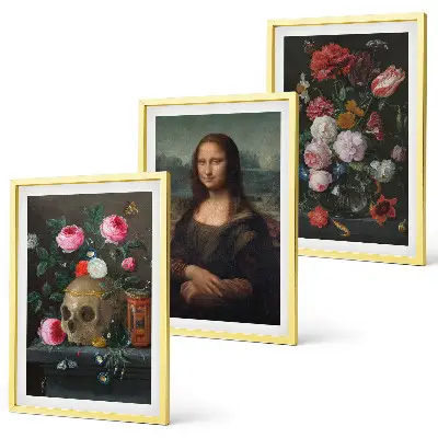 Blomster kranieportræt Mona Lisa billedvæg inspiration