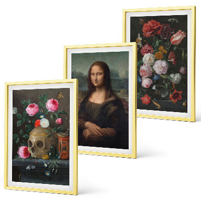 Billedvæg inspiration Blomster kranieportræt Mona Lisa