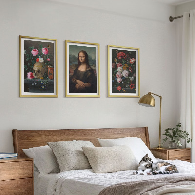 Billedvæg inspiration Blomster kranieportræt Mona Lisa
