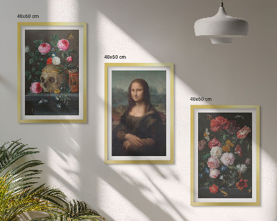 Billedvæg inspiration Blomster kranieportræt Mona Lisa