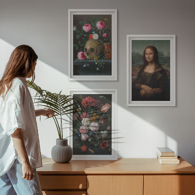 Billedvæg inspiration Blomster kranieportræt Mona Lisa