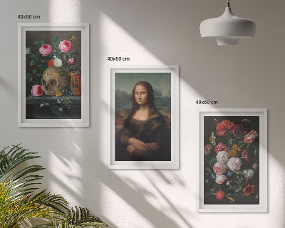 Billedvæg inspiration Blomster kranieportræt Mona Lisa