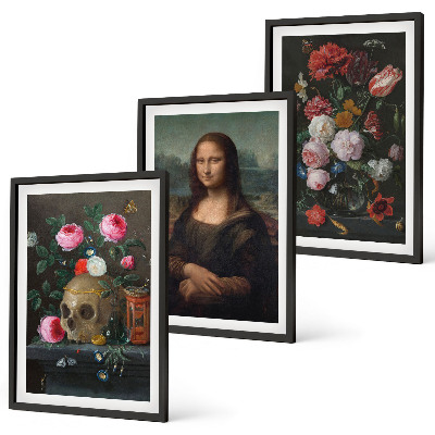 Billedvæg inspiration Blomster kranieportræt Mona Lisa